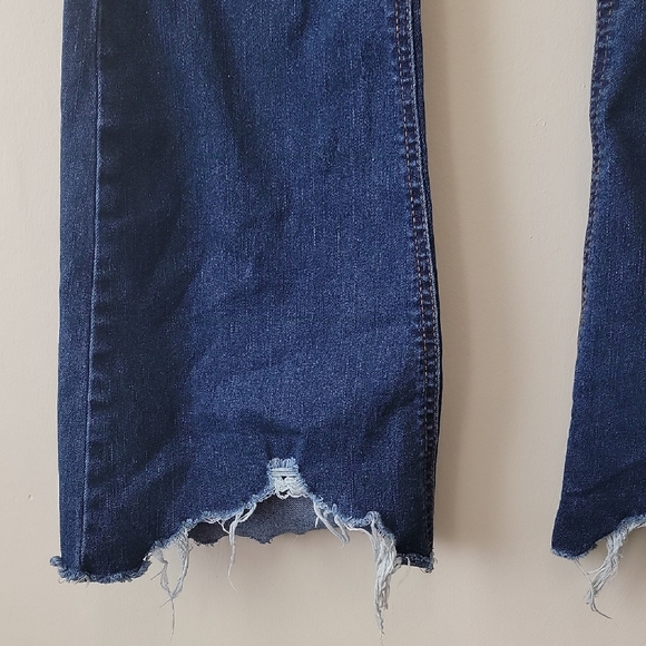 Tinseltown High Rise Flare Jeans Raw Hem Stretch Denim - Picture 6 of 14